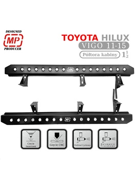 Bočné prahy Rock slider pre Toyota Hilux po facelifte r.2011-2015 (jednoapolkabína)