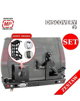 Sada zadný nárazník HD2 na Discovery II s držiakom rezervy, Hi lift a kanistra -  verzia s otváraním dverí